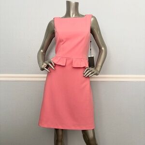 Adrianna Papell Salmon Pink Ruffled Sheath Short Dress Nwt Sleeveless